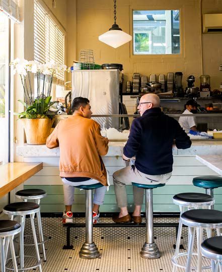Counter service at a neighborhood cafe